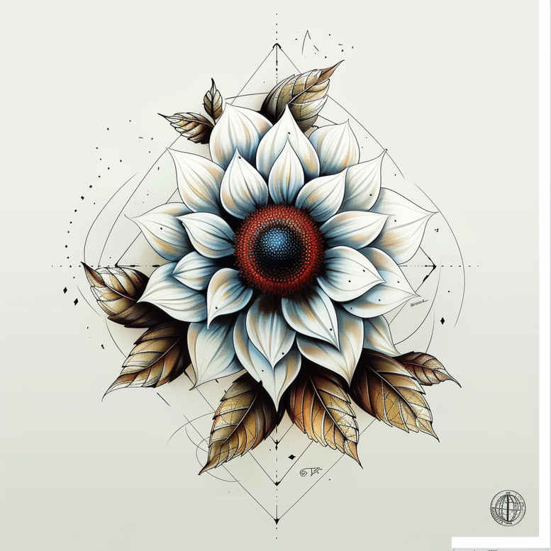 floral-motif – tattoo design ideas free ai generated – plain-tattoo – for-lower-thigh – Gallery: delicate-flowers-inkby-ai