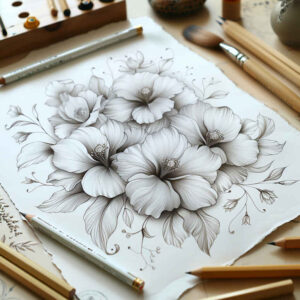 floral-shadow – tattoo design ideas free ai generated – petite – for-chest – Gallery: delicate-flowers-inkby-ai