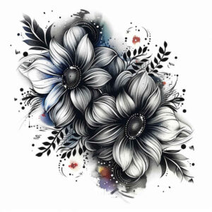 floral-softness – tattoo design ideas free ai generated – clear-edge – for-upper-arm – Gallery: delicate-flowers-inkby-ai