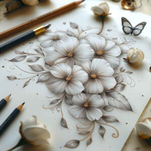 floral-symbol – tattoo design ideas free ai generated – subtle-motif – for-chest – Gallery: delicate-flowers-inkby-ai