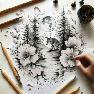 flower-symbolism – tattoo design ideas free ai generated – diminutive – for-lower-leg – Gallery: delicate-flowers-inkby-ai