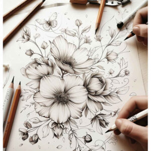 flower-symbolism – tattoo design ideas free ai generated – micro-symbol – for-sternum – Gallery: delicate-flowers-inkby-ai