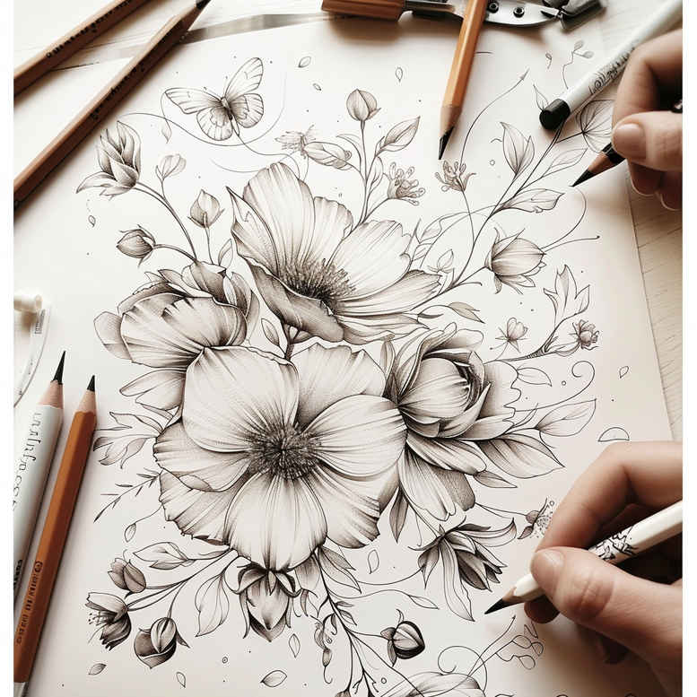 flower-symbolism – tattoo design ideas free ai generated – micro-symbol – for-sternum – Gallery: delicate-flowers-inkby-ai