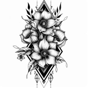 flower-symbolism – tattoo design ideas free ai generated – subtle-shape – for-collarbone – Gallery: delicate-flowers-inkby-ai