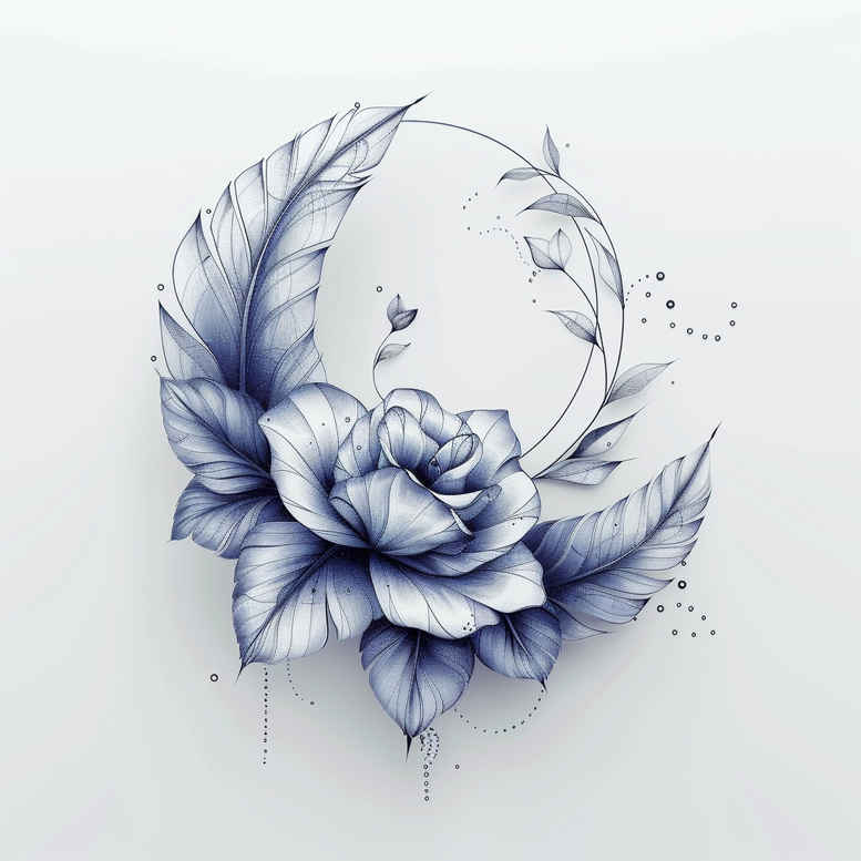 flower-symbolism – tattoo design ideas free ai generated – ultra-thin – for-back-shoulder – Gallery: delicate-flowers-inkby-ai