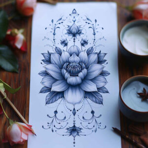 light-contour – tattoo design ideas free ai generated – concise – for-shin – Gallery: delicate-flowers-inkby-ai