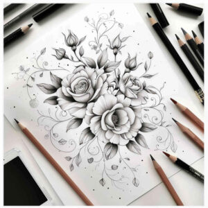 light-contour – tattoo design ideas free ai generated – micro-symbol – for-shoulder-blade – Gallery: delicate-flowers-inkby-ai
