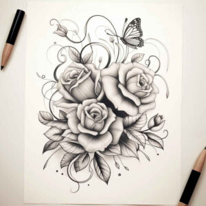 light-contour – tattoo design ideas free ai generated – quiet-art – for-ribs – Gallery: delicate-flowers-inkby-ai