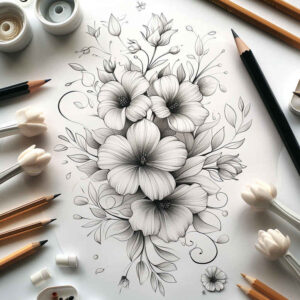 light-contour – tattoo design ideas free ai generated – sparse – for-neck – Gallery: delicate-flowers-inkby-ai