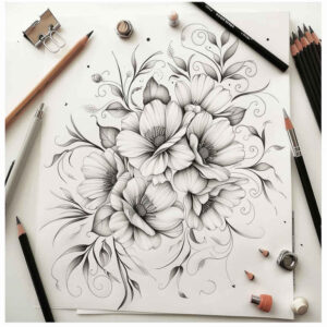light-ornamentation – tattoo design ideas free ai generated – essential-lines – for-spine – Gallery: delicate-flowers-inkby-ai