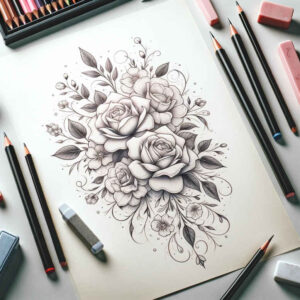 light-ornamentation – tattoo design ideas free ai generated – minimal-texture – for-stomach – Gallery: delicate-flowers-inkby-ai