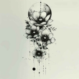 light-ornamentation – tattoo design ideas free ai generated – no-excess – for-knee – Gallery: delicate-flowers-inkby-ai