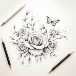 light-ornamentation – tattoo design ideas free ai generated – punctual – for-elbow – Gallery: delicate-flowers-inkby-ai