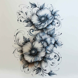 light-pattern – tattoo design ideas free ai generated – pure-design – for-abdomen – Gallery: delicate-flowers-inkby-ai