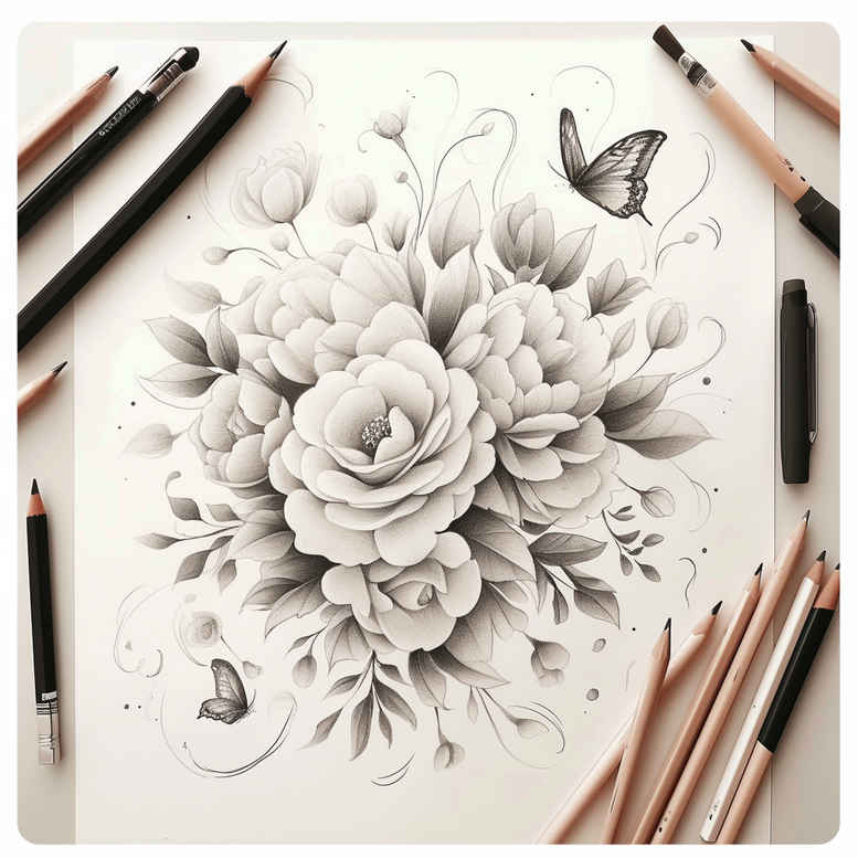 light-tattoo – tattoo design ideas free ai generated – essential – for-heel – Gallery: delicate-flowers-inkby-ai