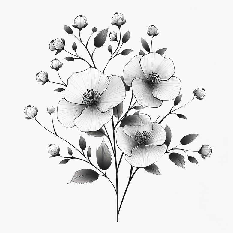 light-tattoo – tattoo design ideas free ai generated – refined-ink – for-neck – Gallery: delicate-flowers-inkby-ai