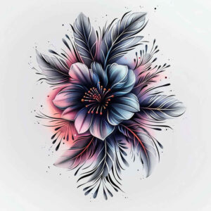 linear-form – tattoo design ideas free ai generated – micro-design – for-full-back – Gallery: delicate-flowers-inkby-ai