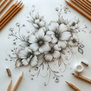 minimalist-shading – tattoo design ideas free ai generated – tiny-detail – for-ribs – Gallery: delicate-flowers-inkby-ai