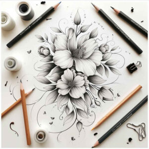 minimalist-tattoo – tattoo design ideas free ai generated – plain – for-spine – Gallery: delicate-flowers-inkby-ai
