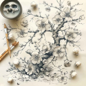 natural-pattern – tattoo design ideas free ai generated – clean-stroke – for-fingers – Gallery: delicate-flowers-inkby-ai