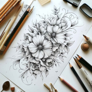 natural-shape – tattoo design ideas free ai generated – essential – for-upper-arm – Gallery: delicate-flowers-inkby-ai