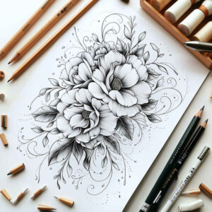 nature-in-tattoo – tattoo design ideas free ai generated – mini-ink – for-shin – Gallery: delicate-flowers-inkby-ai