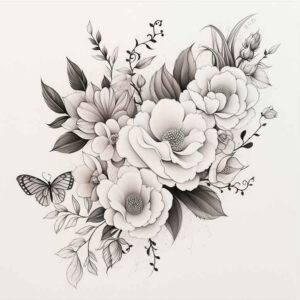 nature-in-tattoo – tattoo design ideas free ai generated – negative-space – for-chest – Gallery: delicate-flowers-inkby-ai