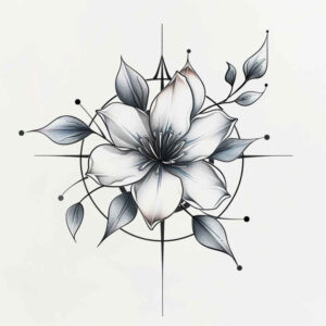 nature-in-tattoo – tattoo design ideas free ai generated – plain-tattoo – for-upper-thigh – Gallery: delicate-flowers-inkby-ai