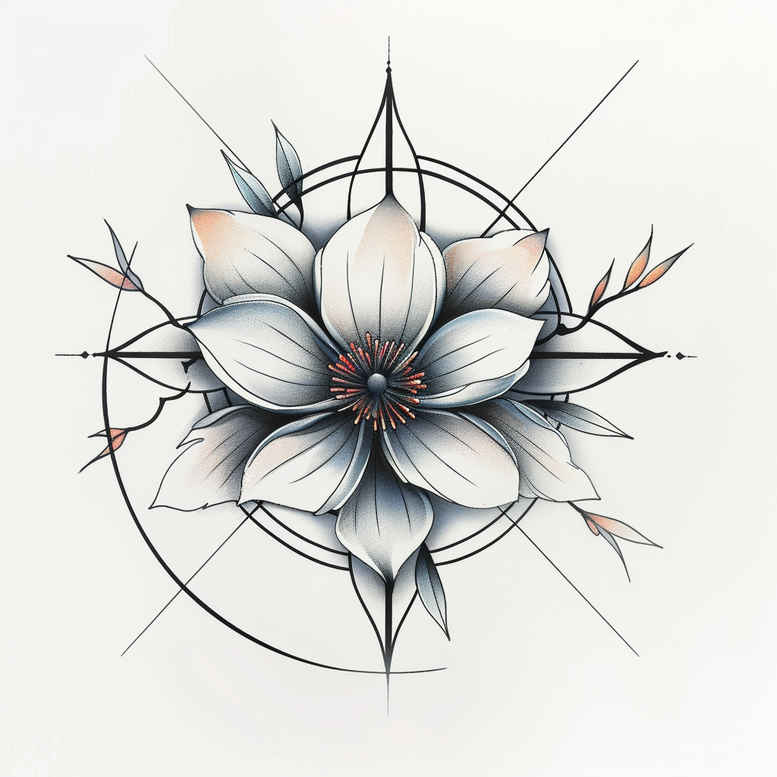 nature-tattoo – tattoo design ideas free ai generated – dainty – for-temple – Gallery: delicate-flowers-inkby-ai