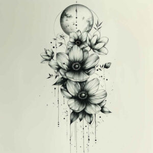 organic-line – tattoo design ideas free ai generated – tiny-detail – for-biceps – Gallery: delicate-flowers-inkby-ai