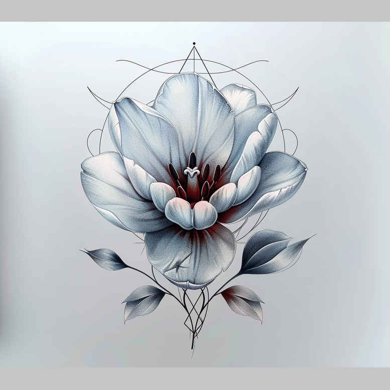 organic-shape – tattoo design ideas free ai generated – airy-touch – for-calf – Gallery: delicate-flowers-inkby-ai