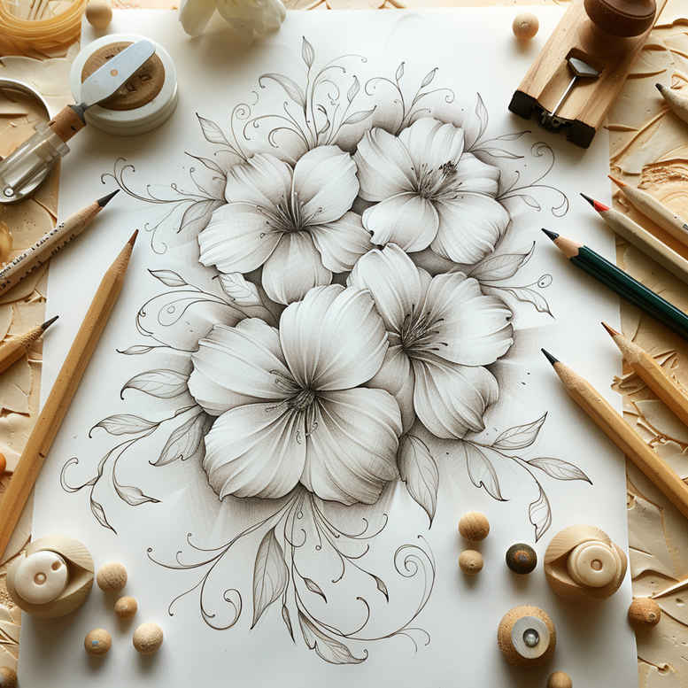 organic-shape – tattoo design ideas free ai generated – few-strokes – for-scapula – Gallery: delicate-flowers-inkby-ai