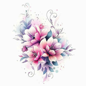 organic-shape – tattoo design ideas free ai generated – monochrome – for-spine – Gallery: delicate-flowers-inkby-ai
