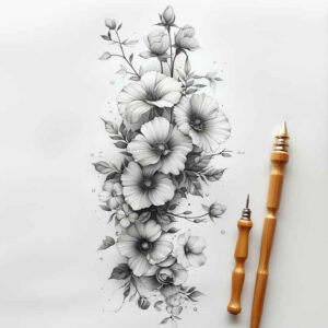 soft-shading – tattoo design ideas free ai generated – abstract – for-shin – Gallery: delicate-flowers-inkby-ai