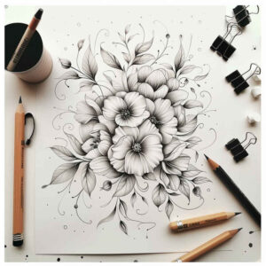 soft-shading – tattoo design ideas free ai generated – nonintrusive – for-full-back – Gallery: delicate-flowers-inkby-ai
