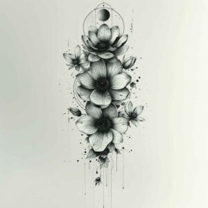 soft-shading – tattoo design ideas free ai generated – single-line – for-arm – Gallery: delicate-flowers-inkby-ai