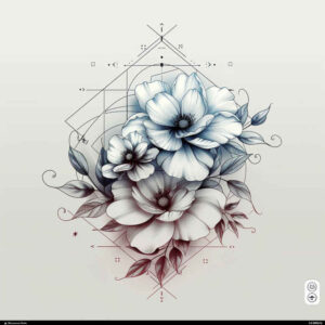 soft-texture – tattoo design ideas free ai generated – no-shading – for-scapula – Gallery: delicate-flowers-inkby-ai