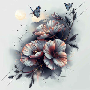soft-texture – tattoo design ideas free ai generated – precise – for-upper-back – Gallery: delicate-flowers-inkby-ai