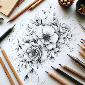soft-transitions – tattoo design ideas free ai generated – clean-lines – for-upper-shoulder – Gallery: delicate-flowers-inkby-ai