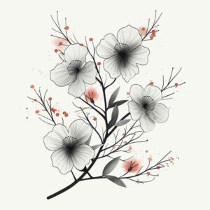 subtle-composition – tattoo design ideas free ai generated – clear-cut – for-back-shoulder – Gallery: delicate-flowers-inkby-ai