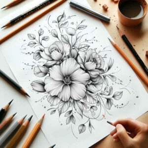 subtle-composition – tattoo design ideas free ai generated – minimalist – for-nape – Gallery: delicate-flowers-inkby-ai