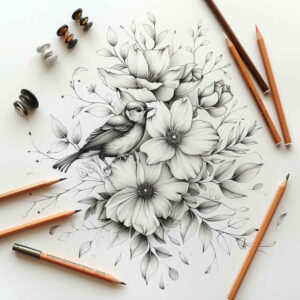 subtle-form – tattoo design ideas free ai generated – airy – for-fingers – Gallery: delicate-flowers-inkby-ai