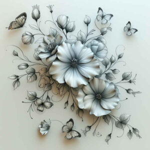 subtle-form – tattoo design ideas free ai generated – empty-space – for-side-torso – Gallery: delicate-flowers-inkby-ai