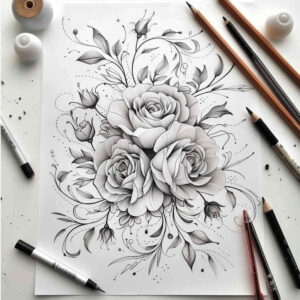 subtle-form – tattoo design ideas free ai generated – no-background – for-inner-arm – Gallery: delicate-flowers-inkby-ai