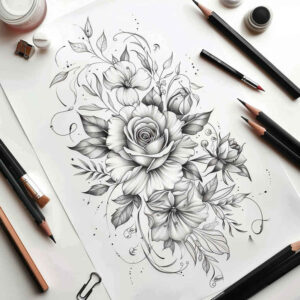 subtle-light-play – tattoo design ideas free ai generated – basic – for-back – Gallery: delicate-flowers-inkby-ai