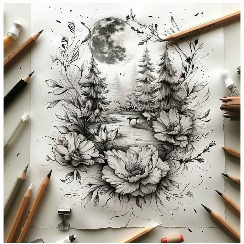 subtle-light-play – tattoo design ideas free ai generated – lightweight – for-ribs – Gallery: delicate-flowers-inkby-ai