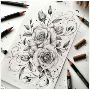subtle-light-play – tattoo design ideas free ai generated – pristine – for-upper-thigh – Gallery: delicate-flowers-inkby-ai
