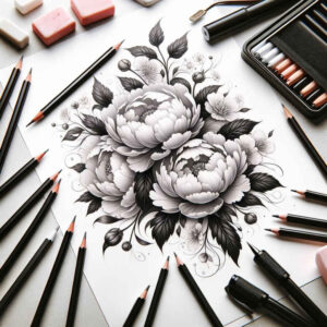 subtle-light-play – tattoo design ideas free ai generated – unadorned – for-thigh – Gallery: delicate-flowers-inkby-ai