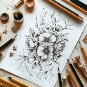 subtle-lines – tattoo design ideas free ai generated – micro-tattoo – for-biceps – Gallery: delicate-flowers-inkby-ai
