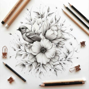 subtle-tattoo – tattoo design ideas free ai generated – abstract – for-thigh – Gallery: delicate-flowers-inkby-ai